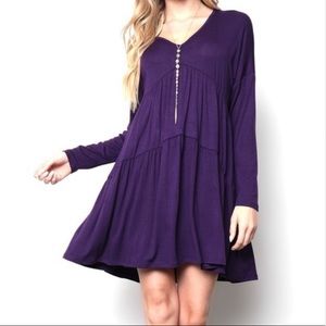 ✨Host Pick✨Plum Tiered V-Neck Shift Dress, M